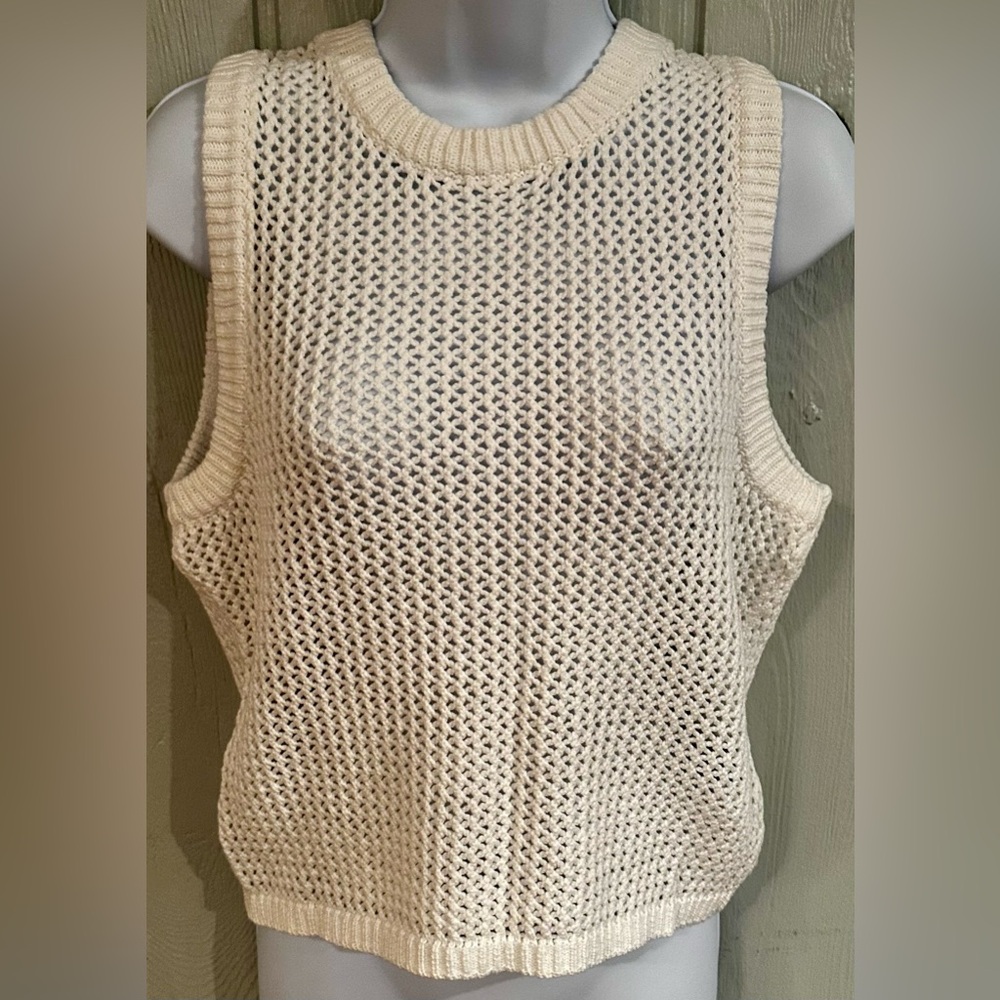 NWT. Cream Crochet Racer Tank Top - FINAL PRICE